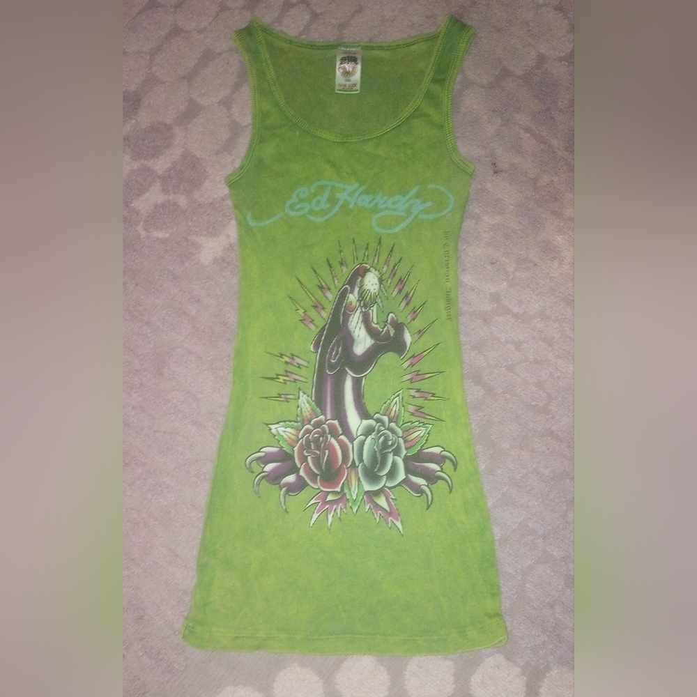 Ed Hardy Lime Graphic Tank Top